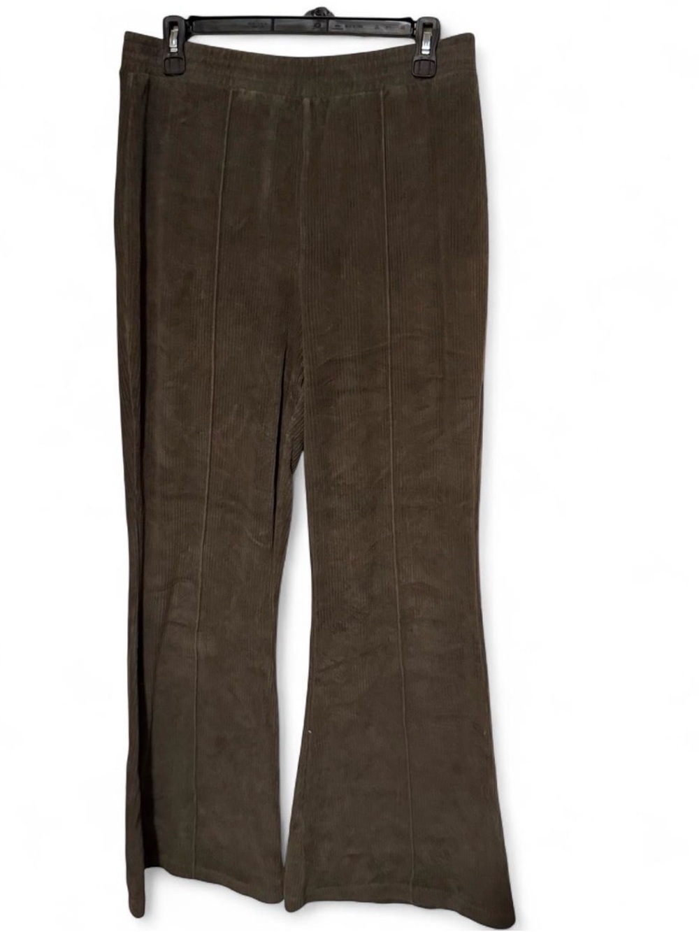 Aerie Groove-On Ribbed Velour Flare Pants High Rise Seam Detail - Size L